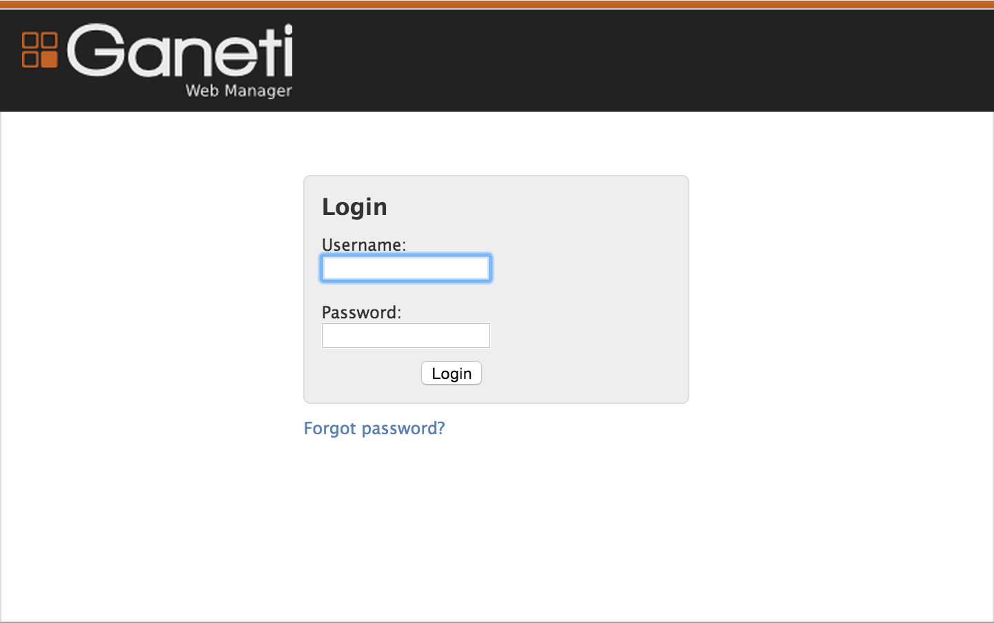 Ganeti Login Screen